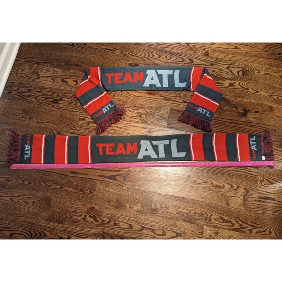 Unisex Adults Lot of 2 TEAM ATL Atlanta Sports Scarf Scarves, Black & Red - Picture 2 of 4